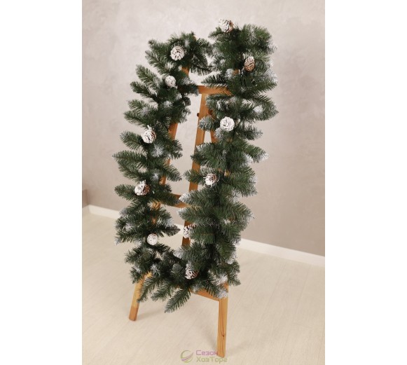 Гірлянда зі штучної хвої із засніженими шишками 2,8м